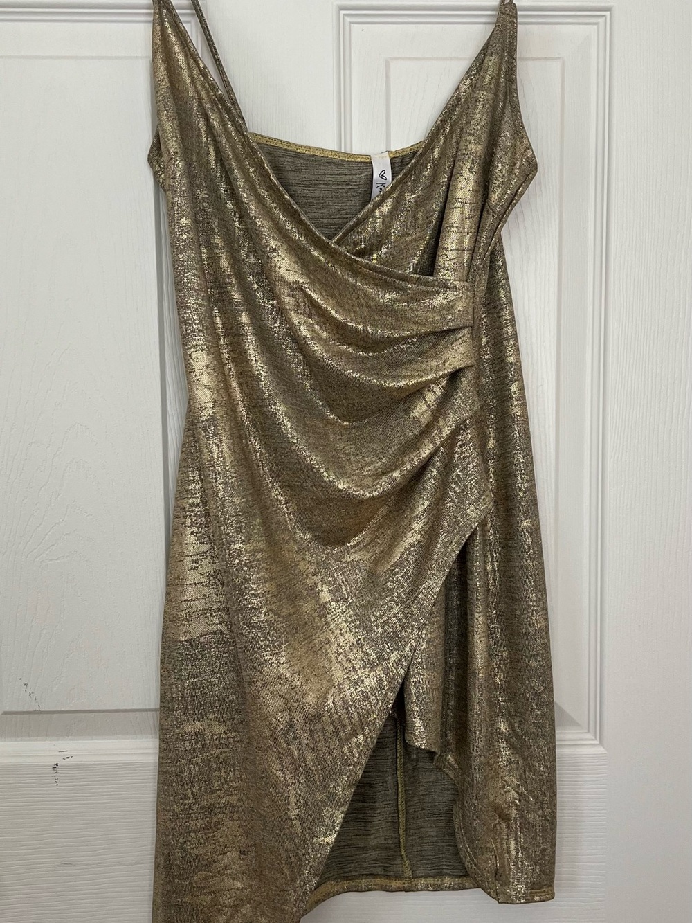 Metallic Gold Draped Mini Dress